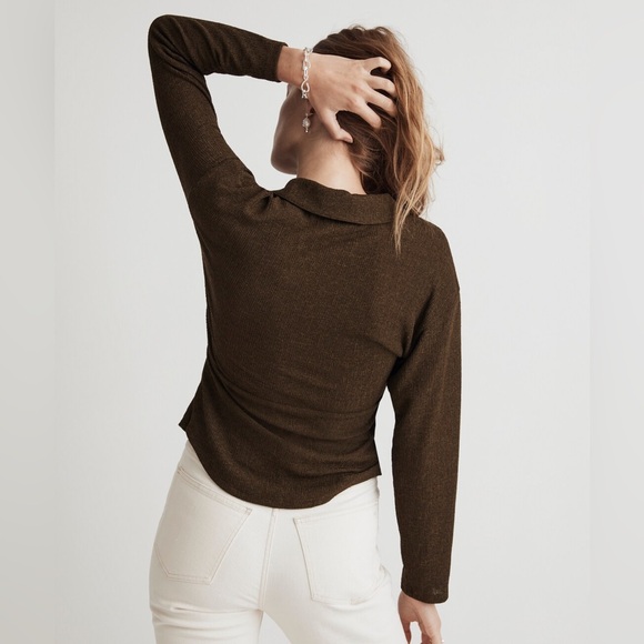 NWT Madewell Green Twist-Front Long-Sleeve Top Size Large - Picture 3 of 10